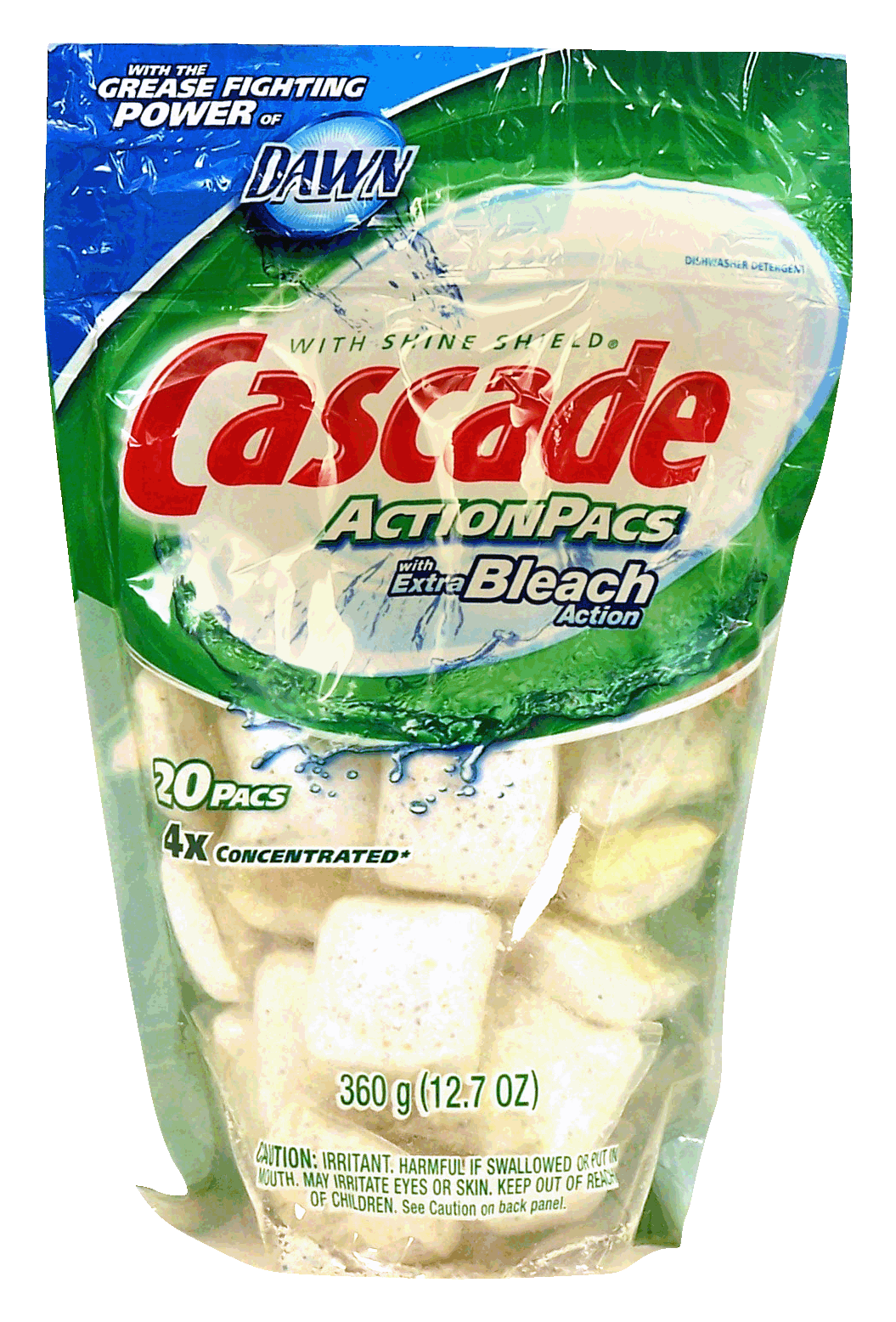 Cascade&nbsp;&nbsp;dishwasher detergent concentrated pacs with bleach hydroclean action, fresh rapids scent Full-Size Picture